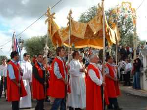 Le pr�tre lors de la procession de N. Sra dos Rem�dios - proche de Sert�